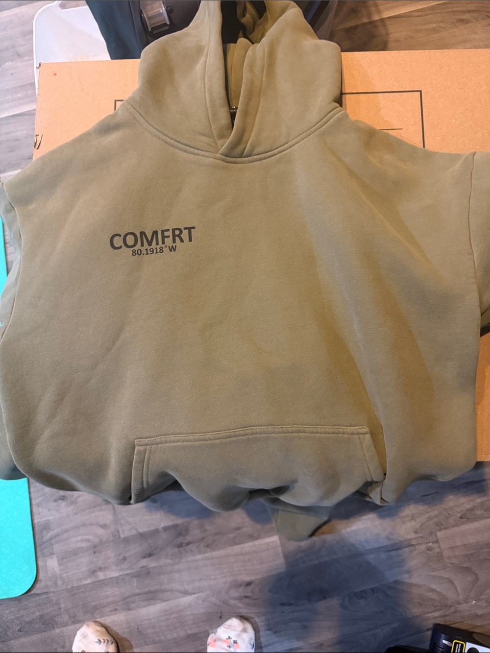 COMFRT Olive Green Hoodie - Women’s Comfort Sweatshirt - Picture 2 of 6